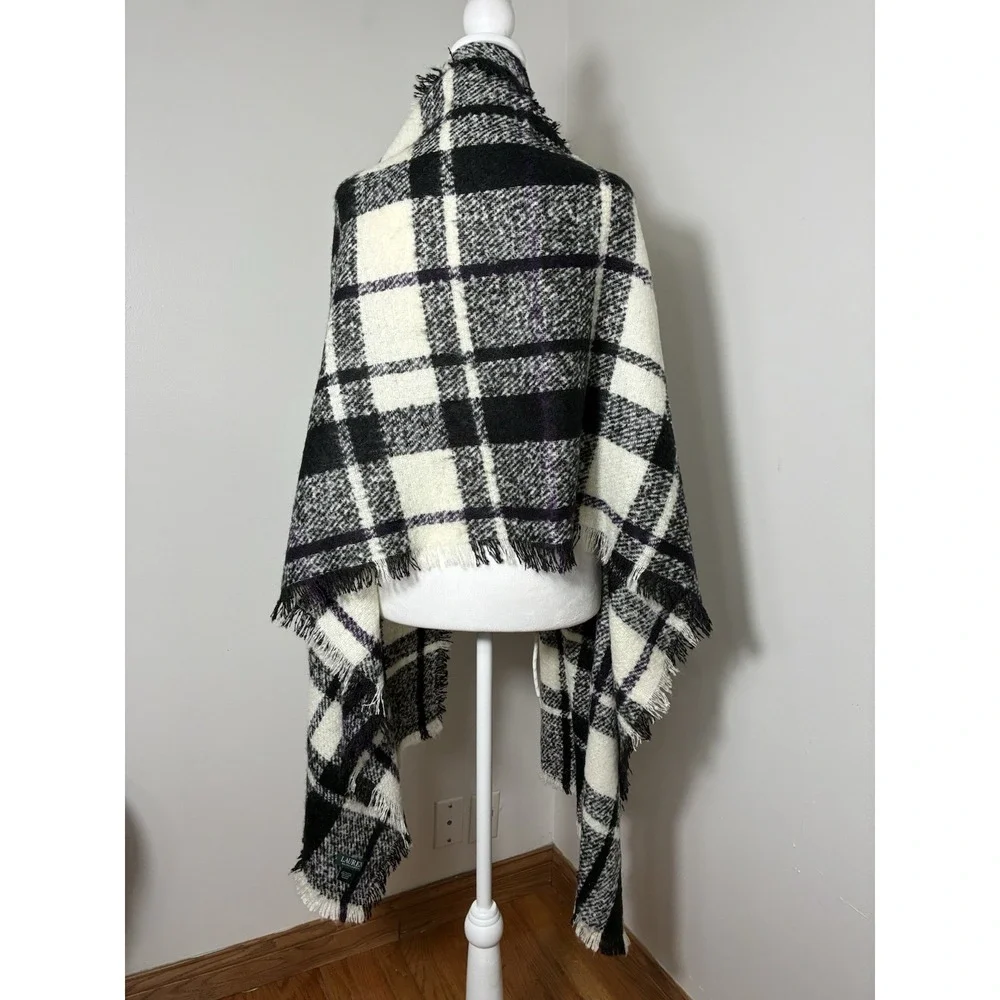 lauren ralph lauren shawl scarf Black And White Plaid Luxury Wrap